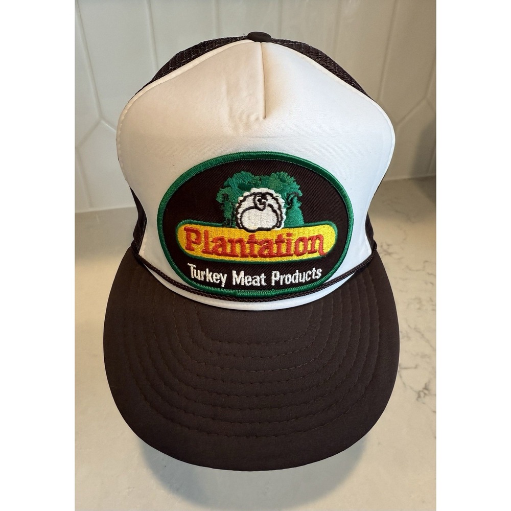 Vtg Plantation Turkey Meat Products Brown Trucker Snapback Rope Hat Nissin‎ Cap